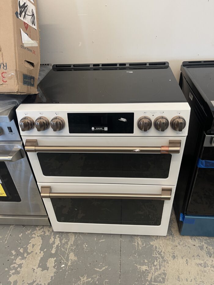 Cafe 30 in. 4 Burner Element Smart Slide-In Double Oven Induction Range with Convection in Matte White, Fingerprint Resistant - Image 1