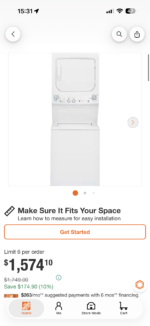 GE Unitized Spacemaker Stacked Washer and Electric Dryer in White - Image 5
