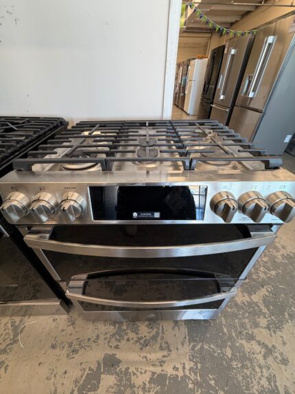 GE Profile 30 in. Smart Slide-In Double Oven Gas Range in Fingerprint Resistant Stainless Steel