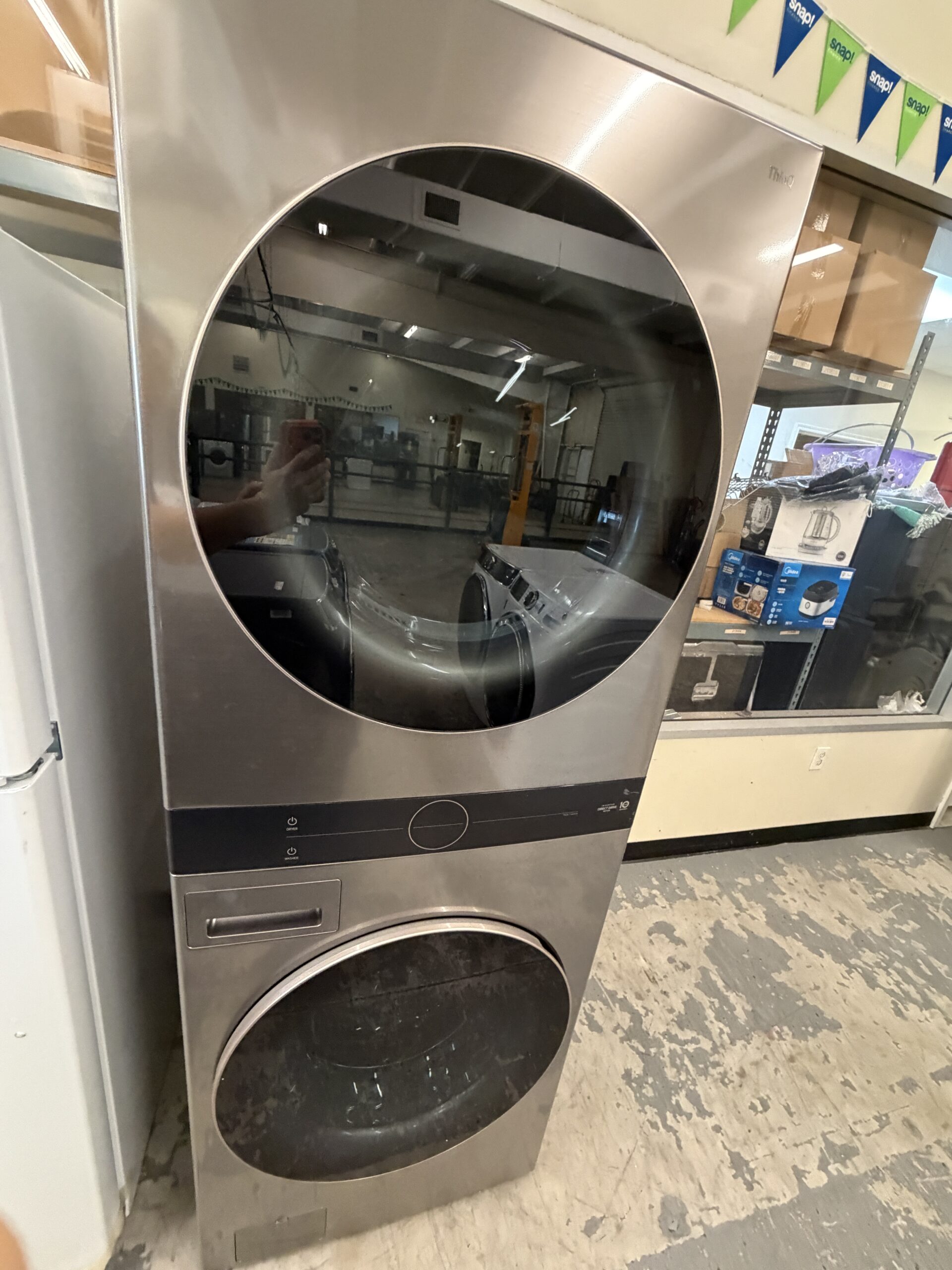 IMG_7531 WashTower Stacked SMART Laundry Center 4.5 Cu.Ft. Front Load Washer & 7.4 Cu.Ft. Electric Dryer in Graphite Steel - Image 1