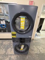 4.4 cu. ft. . Stacked Washer and 8 cu. ft. Electric Dryer Laundry Tower in Blue Denim with LuxCare Wash